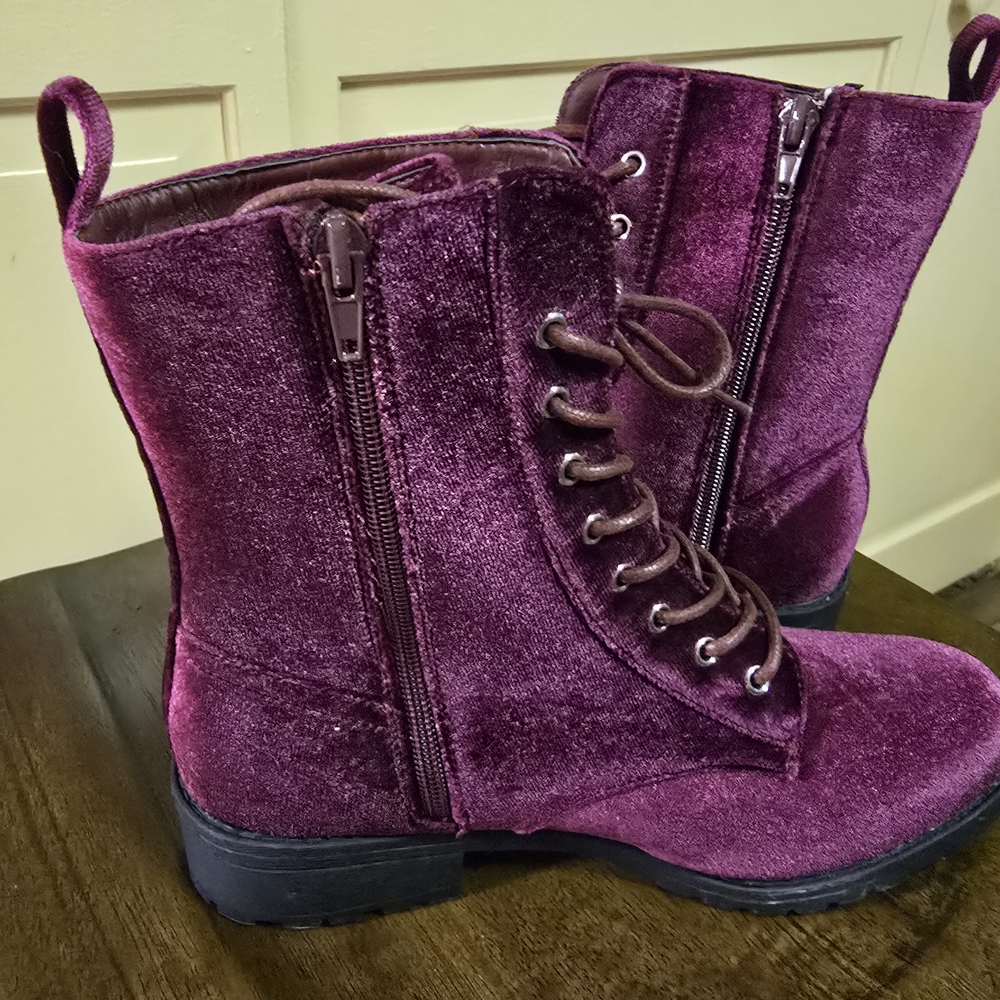 Charlotte Russe Velvet Ankle Boots - Purple